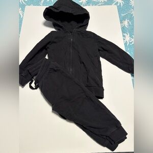 H&M cotton black jogger set hoodie and sweatpants 18m